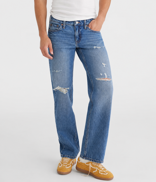 Aeropostale Low-Rise Relaxed Straight Leg Jeans