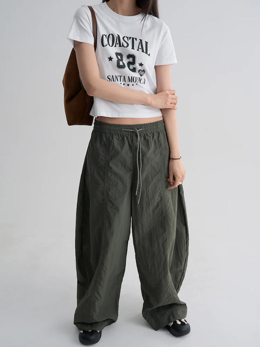 Nylon Balloon Fit Elastic Waist Pants by 8 Seconds