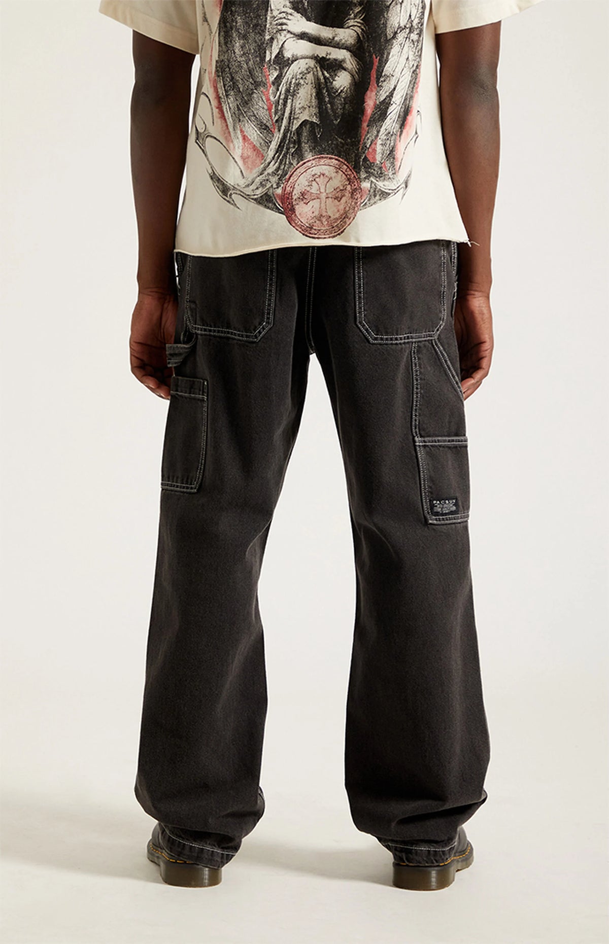Pacsun Dylan Baggy Jeans Carpenter Contrast Stitch Black