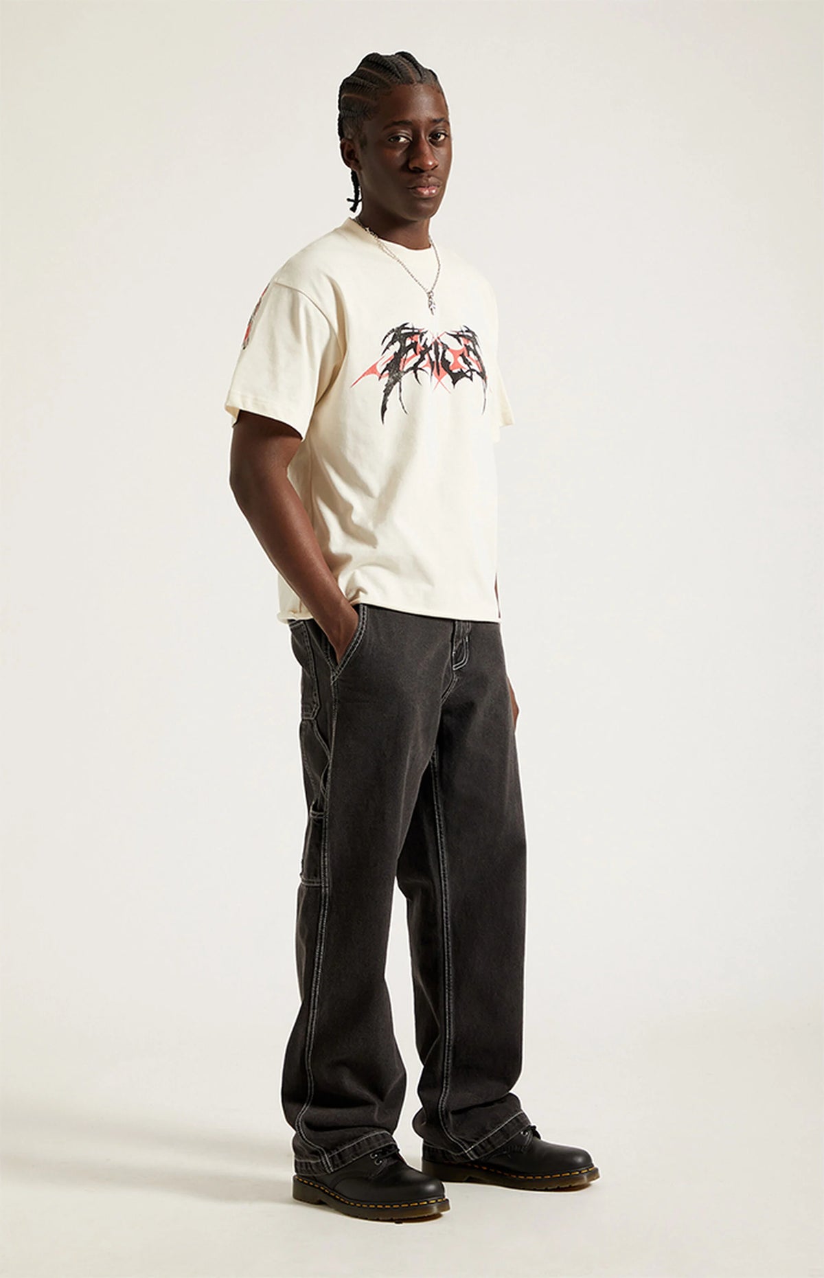 Pacsun Dylan Baggy Jeans Carpenter Contrast Stitch Black