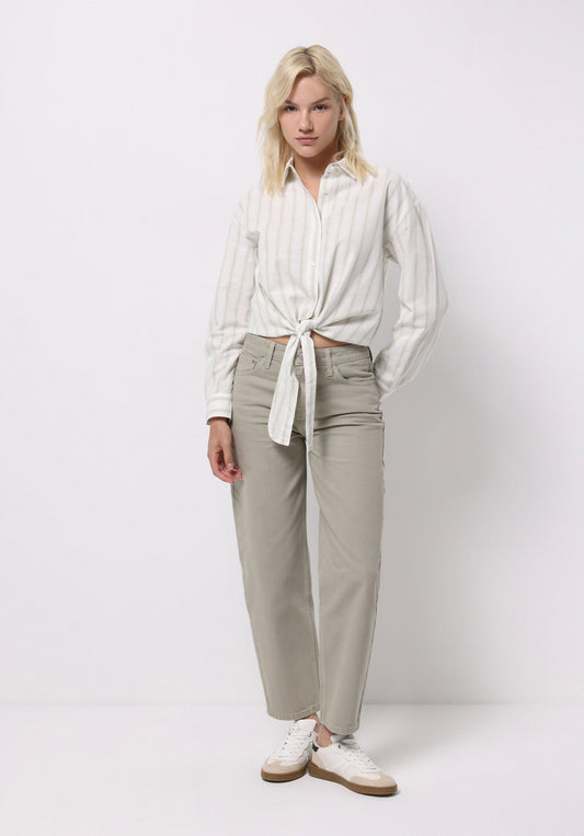 Barrel Fit High Waist Straight Leg Women's Green Pants