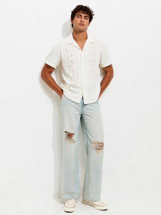 Light Blue Ripped Knee Wide Leg Adalae Jeans by New Look