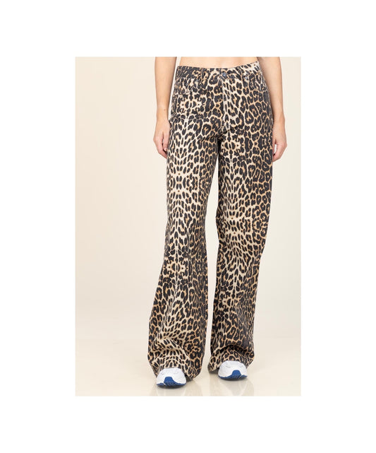 Unisex Leopard Print Wide-leg Pants